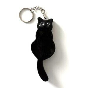 Black Cat Key Chain (4.25 Inches) - Handmade with Papier Mache